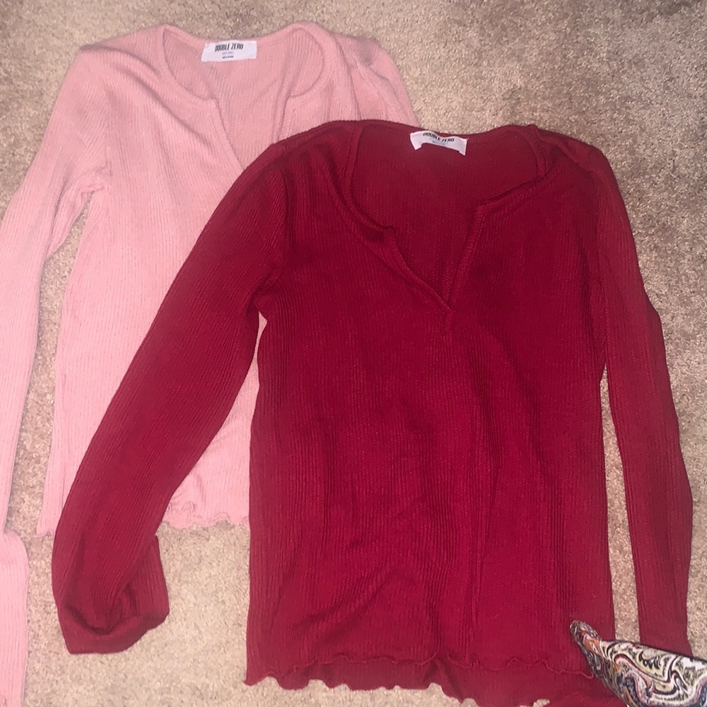 super cute long sleeve v neck tops